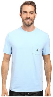 Short Sleeve Solid Anchor Pocket Tee (Noon Blue) Men's T Shirt
