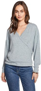 Linen Rib Pullover Hoodie (Floral) Women's Clothing