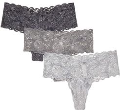 Never Say Never Comfie Cutie Thong 3-Pack (Anthracite/Dove Grey/Platinum) Women's Underwear