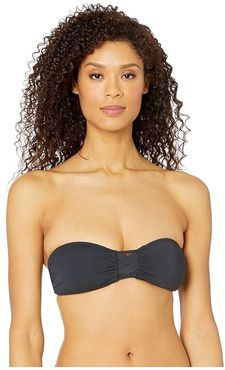 Basket Case Shirred Bandeau with Molded Cups (Black) Women's Swimwear