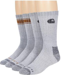 Seasonal Stripe Crew Socks 4-Pair (Gray) Men's Crew Cut Socks Shoes