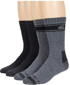 Seasonal Stripe Crew Socks 4-Pair (Black) Men's Crew Cut Socks Shoes