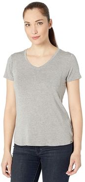 Foundation Short Sleeve V-Neck Top (Heather Grey) Women's T Shirt