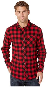 Woodfort Mid-Weight Flannel Work Shirt (Classic Red Buffalo Check) Men's Clothing