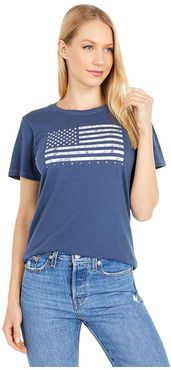 Classic Flag USA Crusher Tee (Darkest Blue) Women's Clothing