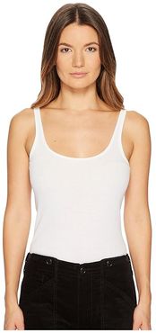 Scoop Neck Tank Top (White) Women's Sleeveless