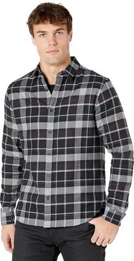 Brushed Multi Plaid Long Sleeve (Black) Men's Clothing