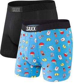 Quest Boxer Brief Fly 2-Pack (Black/Blue Soy Happy) Men's Underwear