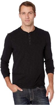 Long Sleeve Snap Henley (Jet Black) Men's Clothing