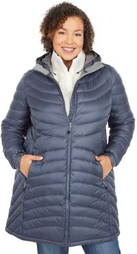 Plus Size Ultralight 850 Down Hooded Coat (Gunmetal Gray) Women's Clothing