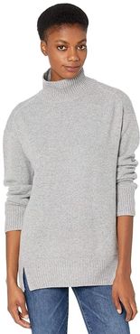 Double Slit Turtleneck (Medium Heather Grey) Women's Clothing