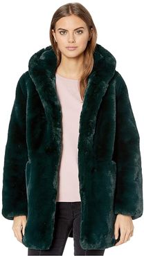Maria Hooded Faux Fur Coat (Emerald) Women's Jacket