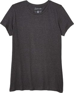 Organic Cotton Featherweight Crew Neck Tee (Charcoal Heather) Women's Clothing