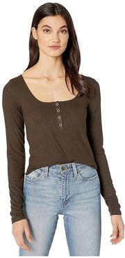 Guarded Long Sleeve Top (Seal Brown) Women's Clothing