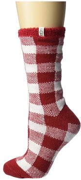 Vanna Check Fleece Lined Sock (Red/White) Women's Crew Cut Socks Shoes