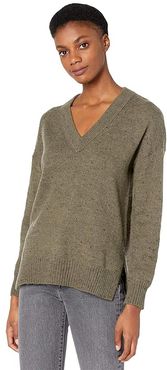 Donegal Bartlett V-Neck Pullover Sweater in Coziest Yarn (Donegal Forest) Women's Clothing