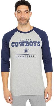 Dallas Cowboys Nike Wordmark Football All 3/4 Sleeve Raglan (Dark Gray Heather/Navy) Men's Clothing