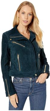 Suede Moto Jacket (Galactic Teal) Women's Coat