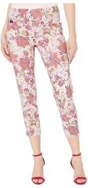 Sanibel Floral Print Pull-On Thinny Crop Pants (Spiced Coral) Women's Casual Pants