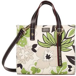 Small Chloe Merida Print on Canvas Tote w/ Crossbody Strap (Natural Green Multi) Handbags