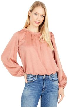 Elastic Shirred Top (Fire Glow) Women's Clothing