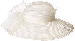 DRS1010 Derby Round Crown Hat with Organza Oversized Bow (Ivory) Traditional Hats