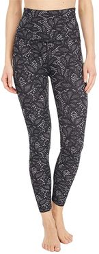 Lace Spacedye High Waisted Midi Leggings (Black/White Lace) Women's Casual Pants