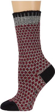 Popcorn Polka Dot Crew (Black/Tibetan Red) Women's Crew Cut Socks Shoes