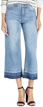 Wide Leg Culottes w/ Frayed Hem (Blue Mood) Women's Casual Pants