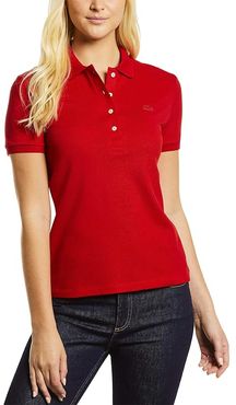 Short Sleeve Slim Fit Stretch Pique Polo (Red) Women's Clothing