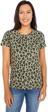 Printed Essential Pocket Tee (Olive Multi) Women's Clothing