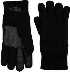 Knit Gloves with Tech Leather Palm (Black) Extreme Cold Weather Gloves