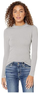 Lindsey Mock Neck Top (Grey) Women's Clothing