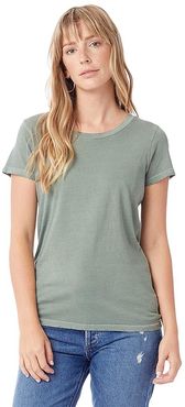 Cotton Jersey Distressed Vintage Tee (Green Pigment) Women's Short Sleeve Pullover