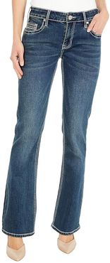 Rival Low Rise with Geometric Pocket in Dark Vintage W6-6124 (Dark Vintage) Women's Jeans