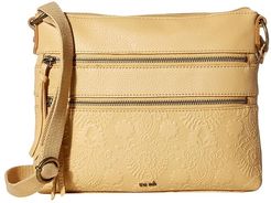 Reseda Leather Crossbody (Buttercup Floral Embossed) Cross Body Handbags