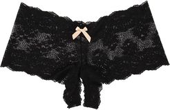 Luxe Lace Crotchless Brief (Black) Women's Lingerie