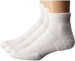 Walking Mini Crew Moderate Cushion 3-Pair Pack (White) Quarter Length Socks Shoes