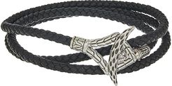 Legends Naga Triple Wrap Bracelet in Black Leather (Silver) Bracelet