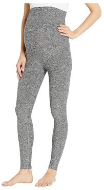 Maternity Empire Waisted Spacedye Midi Leggings (Black/White) Women's Casual Pants