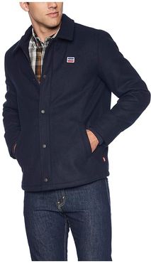 Wool Blend Sherpa Lined Coaches Jacket (Navy) Men's Clothing