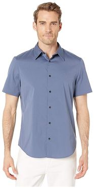 Short Sleeve Stretch Cotton Shirt (Vintage Indigo) Men's Clothing