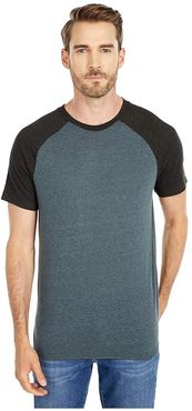 Tri-Blend Short Sleeve Contrast Raglan Tee (Gunmetal/Iron) Men's T Shirt