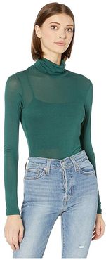 Turtleneck Layering Long Sleeve (Dark Green) Women's Clothing