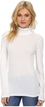 1x1 Classic Long Sleeve Turtleneck (White) Women's Long Sleeve Pullover