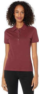 Short Sleeve Slim Fit Stretch Pique Polo (Merlot Red) Women's Clothing