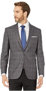 Grey Windowpane Stretch Blazer (Grey Windowpane) Men's Jacket