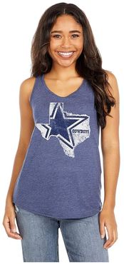 Dallas Cowboys Zoey Racerback Tank (Heather Navy) Women's Clothing