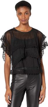Tiered Lace Top (Black) Women's Dress