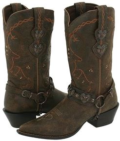 Crush Cowgirl Boot (Saddle Brown W/Tan & Brown) Cowboy Boots
